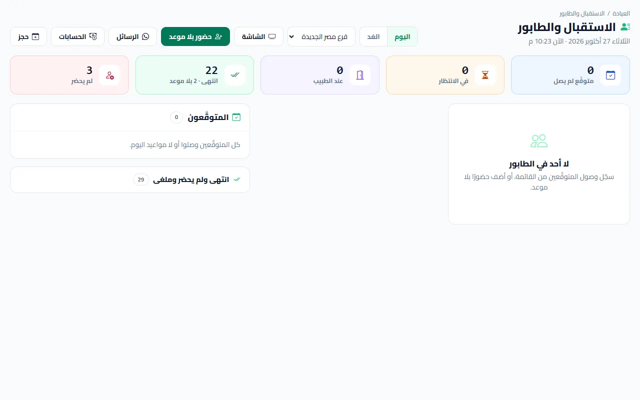 الاستقبال والطابور